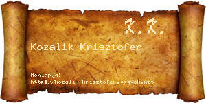 Kozalik Krisztofer névjegykártya